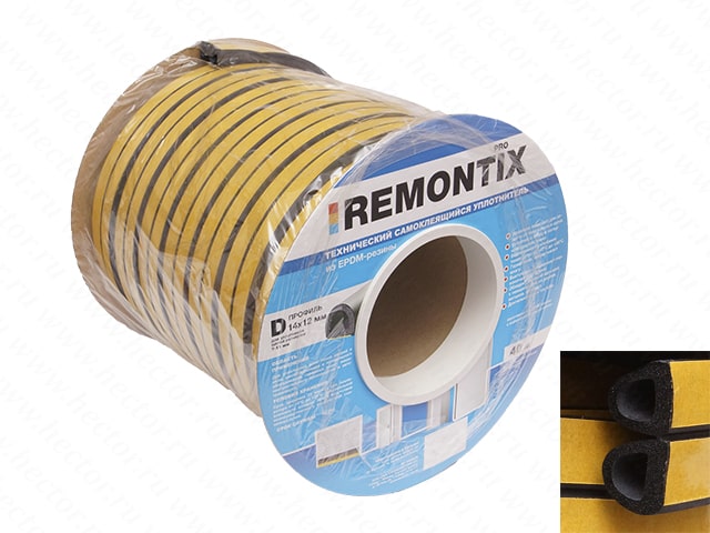 Уплотнитель REMONTIX D 40, 14мм*12мм*40м (черный) для дверей