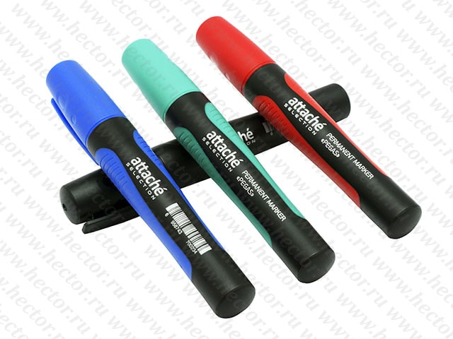 Маркер перманентный Attache Selection Pegas, 2-5 мм, черный, красный, синий, зелёный.